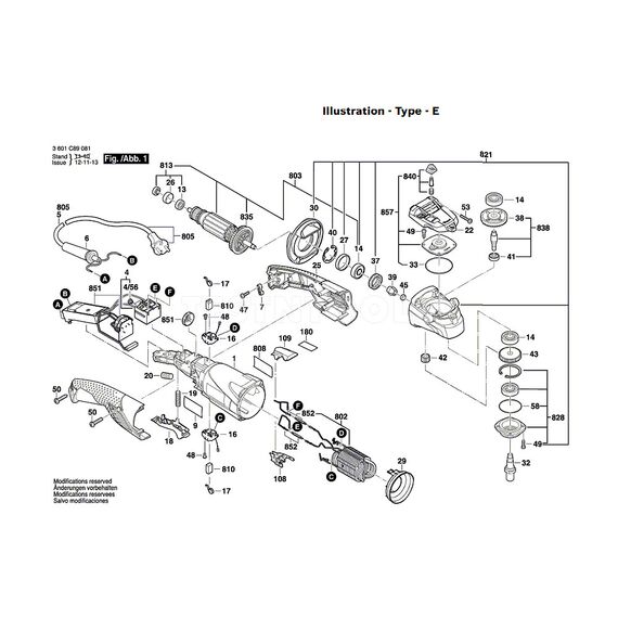 BOSCH GPO12CE SPARE PART NUMBER 803 - ARMATURE WITH FAN 220-240V 1619P09115