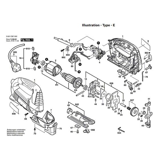 BOSCH GST75BE SPARE PART NUMBER 5 - POWER SUPPLY CORD