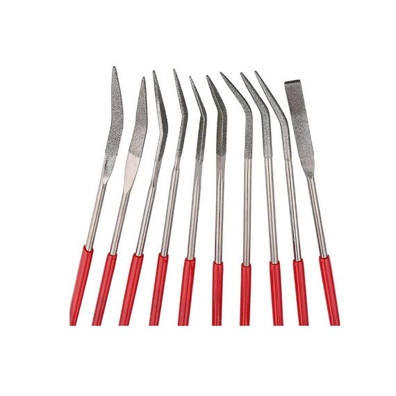 DESIC DIAMOND COATED FILE SET 10 PIECE RIFFLER ASSORTED 180MM X 5MM