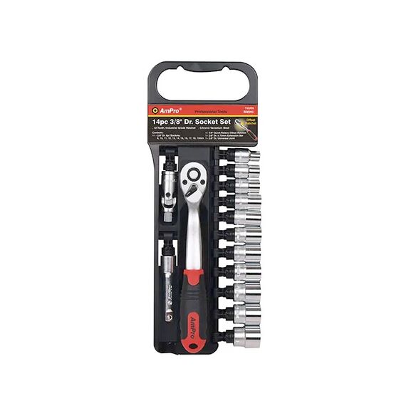AMPRO SOCKET SET 3/8" DRIVE 8MM - 19MM 6PT 14 PIECE SOCS-T45235