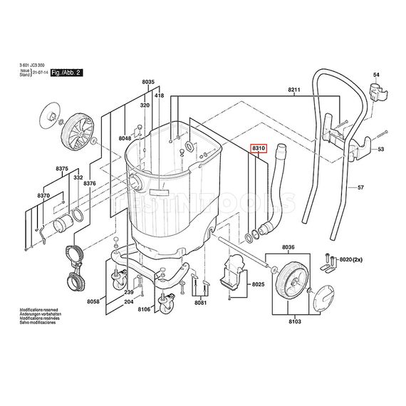 BOSCH GAS55MAFC SPARE PART NUMBER 8310 - DRAINAGE FITTING