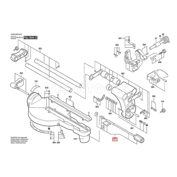 BOSCH PCM1800SD SPARE PART NUMBER 871 - HANDLE