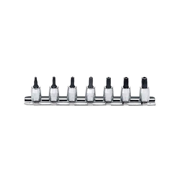 KOKEN TAMPER PLUS SOCKET SET WITH HOLE ON RAIL  1/4" DRIVE 101PR - 401PR 7 PIECE RS2025/7-IPR