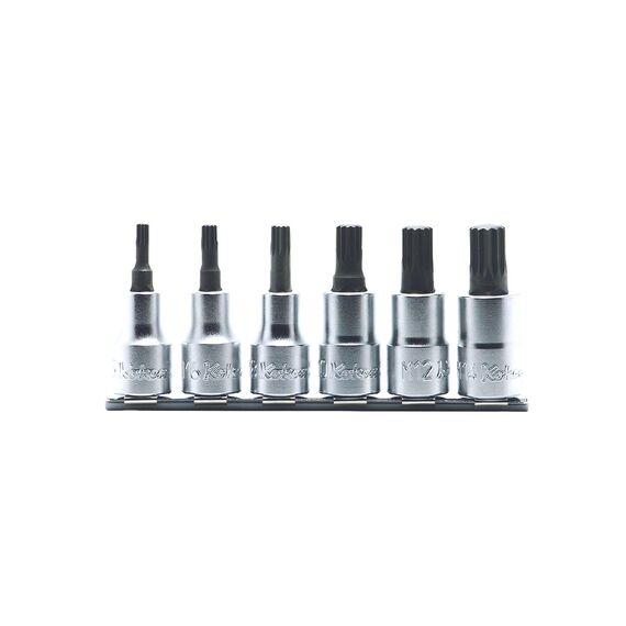 KOKEN XZN BIT SOCKET SET ON RAIL 1/2" DRIVE 6MM - 14MM 6 PIECE RS4020/6-L60