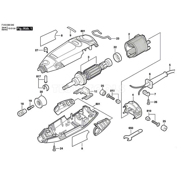 DREMEL 300 AND 3000 SPARE PART NUMBER 817 - SHAFT LOCK PIN AND SPRING SET 2610009839
