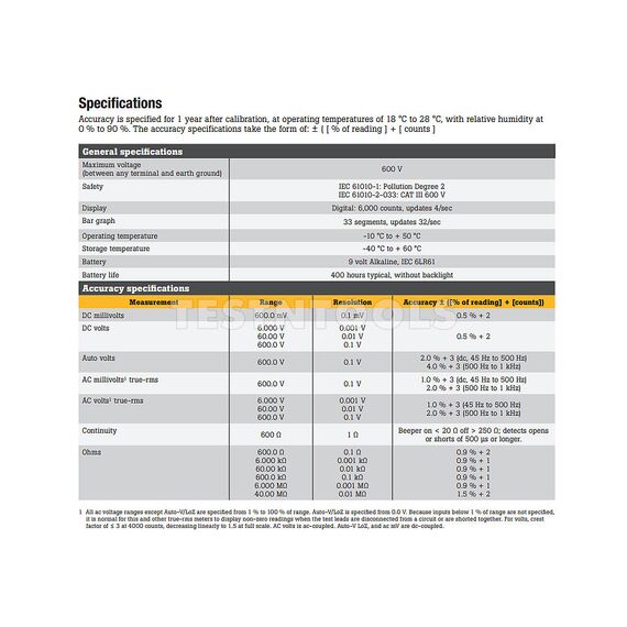 FLUKE 114 ELECTRICAL DIGITAL MULTIMETER TRUE RMS 600V