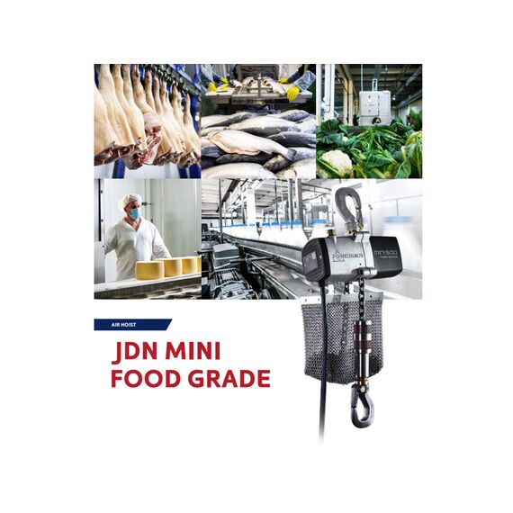 JDN AIR HOIST 500KG FOOD GRADE WITH STAINLESS STEEL HOOK AND CHAIN MINI500, 4 JDN AIR HOIST 500KG FOOD GRADE WITH STAINLESS STEEL HOOK AND CHAIN MINI500
