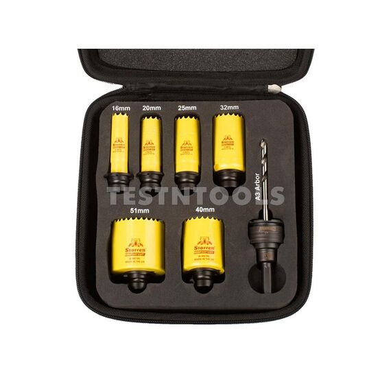 STARRETT ELECTRICIANS ULTI-MATE RAPID RELEASE BI-METAL HOLESAW KIT FAST CUT 6 PIECE 16-51MM