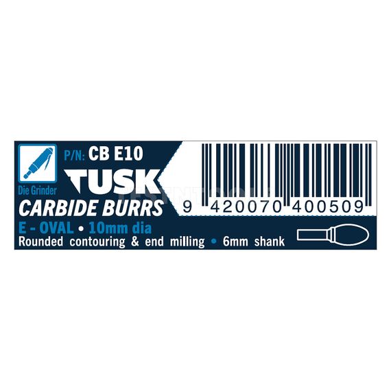 TUSK CARBIDE BURR 10MM X 6MM OVAL CBE10