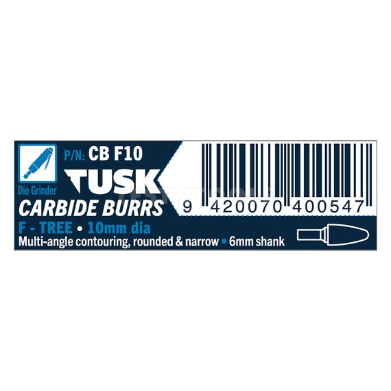 TUSK CARBIDE BURR 10MM X 6MM TREE CBF10