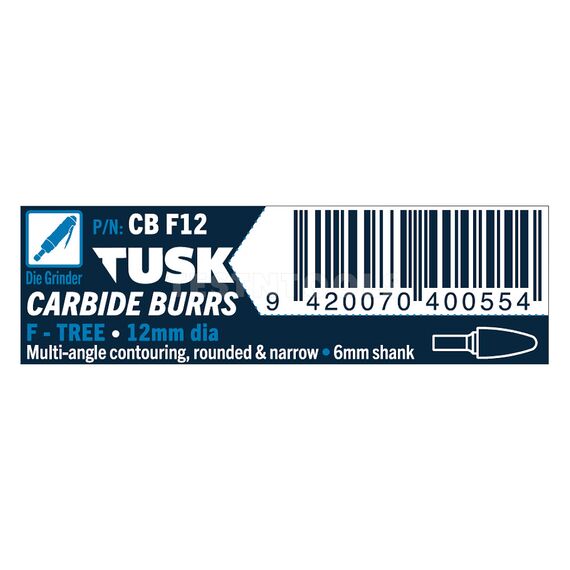 TUSK CARBIDE BURR 12MM X 6MM TREE CBF12