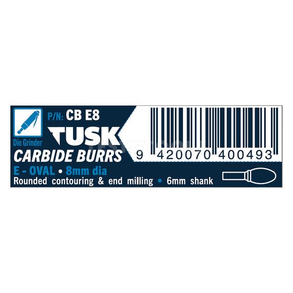 TUSK CARBIDE BURR 8MM X 6MM OVAL CBE8