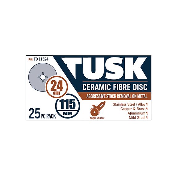 TUSK CERAMIC FIBRE DISC 115MM 24 GRIT FD11524
