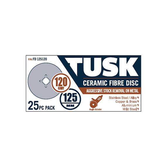 TUSK CERAMIC FIBRE DISC 125MM 120 GRIT FD125120