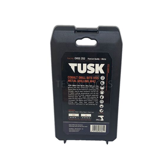 TUSK COBALT HSS DRILL BITS SET M42 1MM - 13MM X 0.5MM 25 PIECE CHSS252