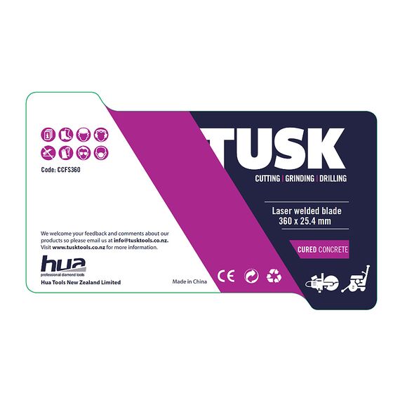 TUSK CURED CONCRETE FLOOR SAW BLADE 360MM CCFS360