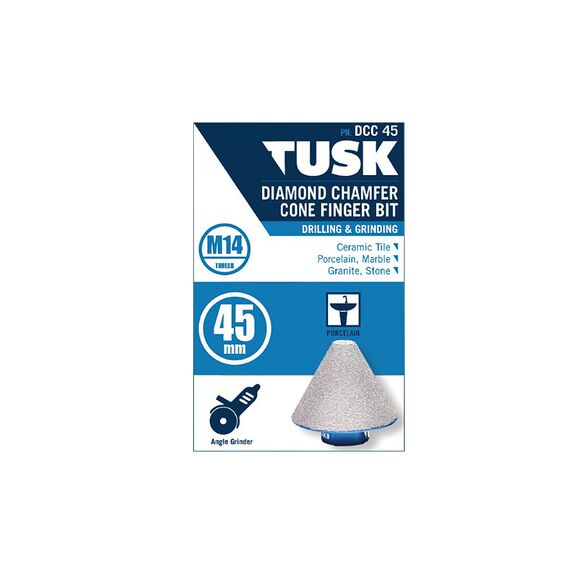 TUSK DIAMOND FINGER BIT M14 X 45MM CHAMFER CONE DCC45, 2 TUSK DIAMOND FINGER BIT M14 X 45MM CHAMFER CONE DCC45