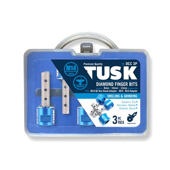 TUSK DIAMOND FINGER BIT SET WITH 2 ADAPTER 8-12MM DCC3P