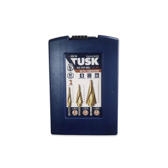 TUSK HSS STEP DRILL BITS SET 12MM - 30MM 3 PIECE QC HEX HSD3H