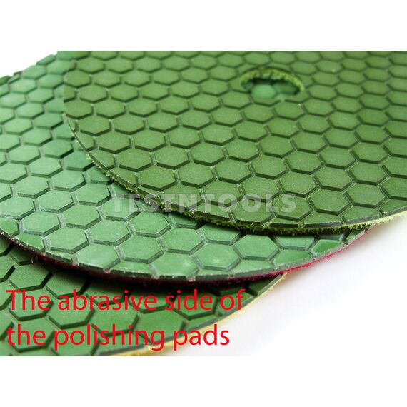 DESIC DIAMOND DRY POLISHING PADS 7 GRITS AND 125MM M14 BACKING PAD, 3 DESIC DIAMOND DRY POLISHING PADS 7 GRITS AND 125MM M14 BACKING PAD