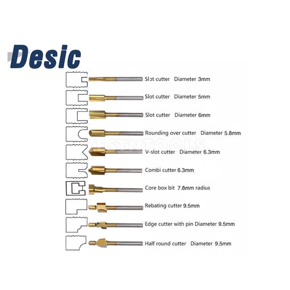 DESIC ROUTER BIT SET 10 PIECE FOR DREMEL, 4 DESIC ROUTER BIT SET 10 PIECE FOR DREMEL