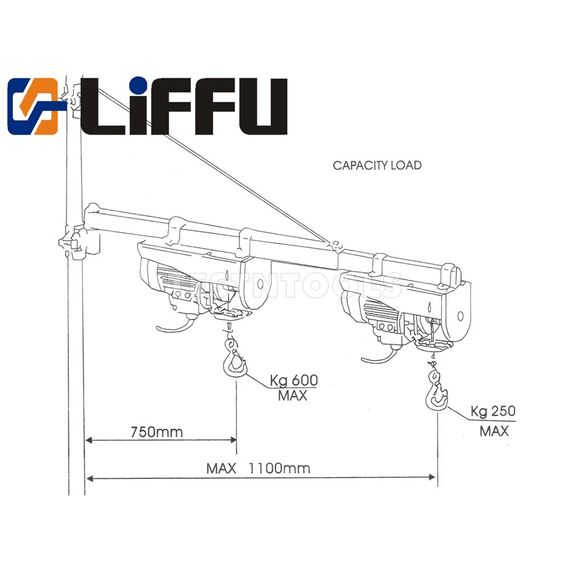 LIFFU ELECTRIC HOIST SCAFFOLD SWING ARM 1100MM HST250