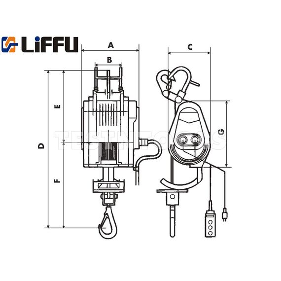 LIFFU ELECTRIC SCAFFOLD HOIST 230V WIRE ROPE 20M 250KG, 2 LIFFU ELECTRIC SCAFFOLD HOIST 230V WIRE ROPE 20M 250KG