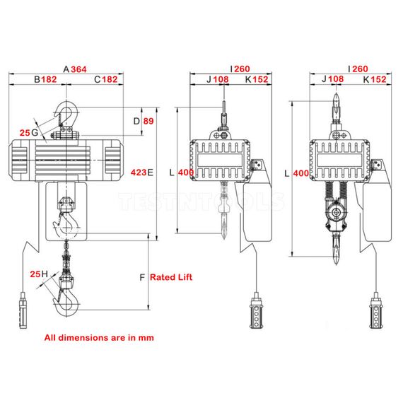 PACIFIC PORTA HOIST ELECTRIC CHAIN HOIST 230V 6M 125KG