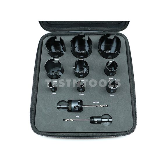 STARRETT MULTI PURPOSE TCT HOLESAW KIT FAST CUTTING 9 PIECE 19-68MM