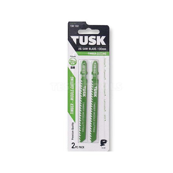TUSK JIGSAW BLADE FOR TIMBER 100MM 8TPI 2 PIECE TJB102