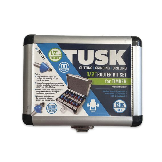 TUSK TCT ROUTER BITS SET 1/2" 12 PIECE RBT121