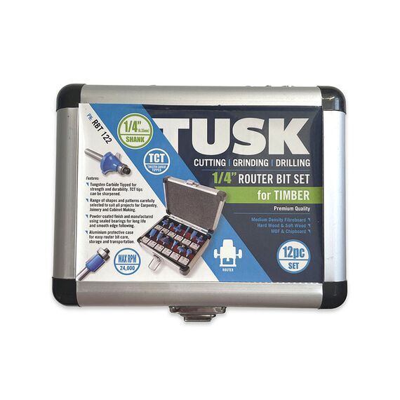 TUSK TCT ROUTER BITS SET 1/4" 12 PIECE RBT122