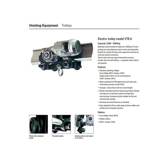 YALE ELECTRIC TROLLEY 1T 3 PHASE DUAL SPEED YETN100