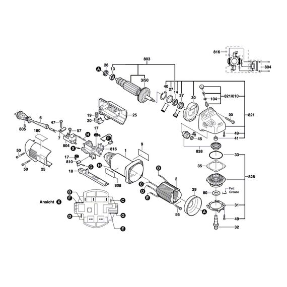 BOSCH GWS9-125 SPARE PART NUMBER 14 - GROOVE BALL BEARING