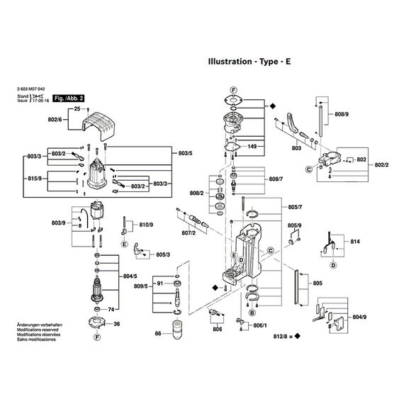 BOSCH PBD40 SPARE PART NUMBER 803 - CLAMPING LEVER 1600A000TB