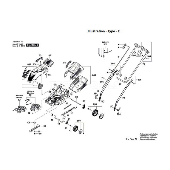 BOSCH ARM37 SPARE PART NUMBER 801 - MOTOR NEW F016F04505