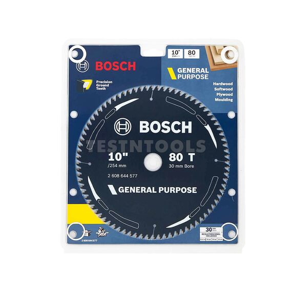 BOSCH CIRCULAR SAW BLADE GP FOR WOOD 254MM 10" 80T 2608644577, 2 BOSCH CIRCULAR SAW BLADE GP FOR WOOD 254MM 10" 80T 2608644577