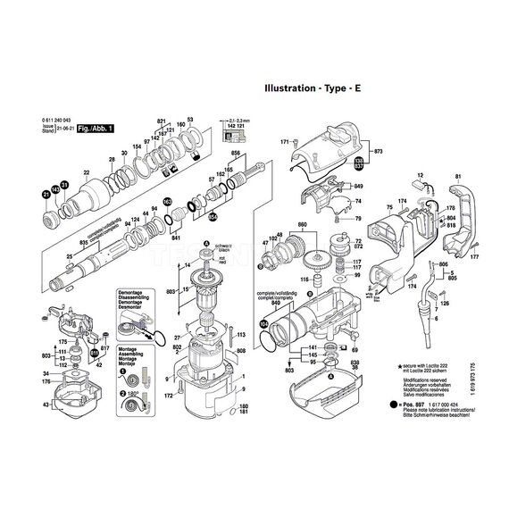 BOSCH GBH5-38D SPARE PART NUMBER 803 - ARMATURE 1619P06002