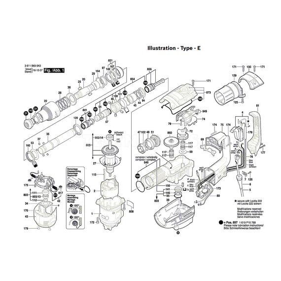 BOSCH GBH5-40D SPARE PART NUMBER 803 - ARMATURE 220-240V 1619P10769