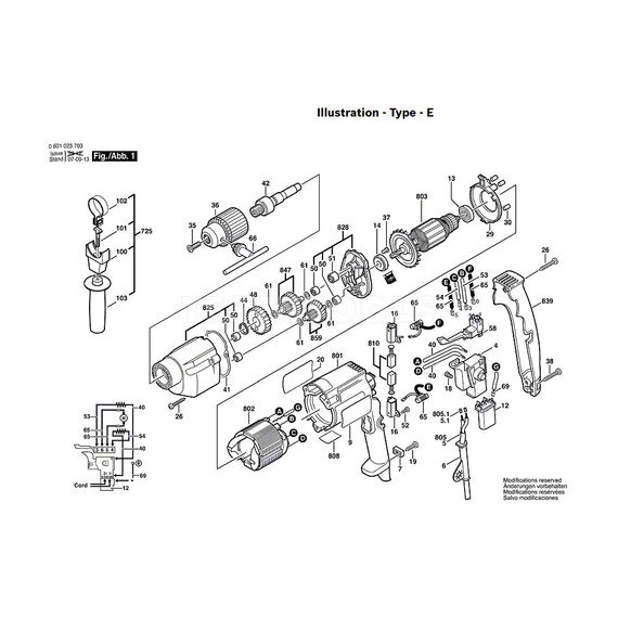 BOSCH GBM13HRE SPARE PART NUMBER 803 - ARMATURE 230V 2604010803