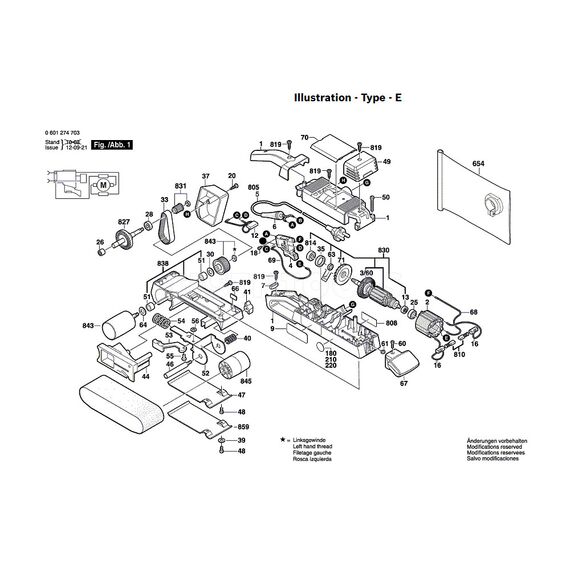BOSCH GBS75AE SPARE PART NUMBER 830 - ARMATURE 230-240V 2604010935