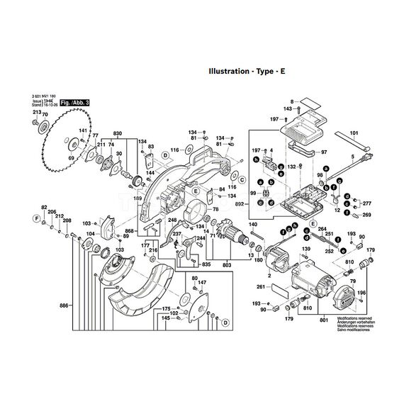 BOSCH GCM12MX SPARE PART NUMBER 803 - ARMATURE 230V 1609B01723