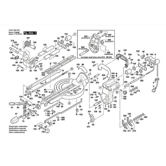 BOSCH GCM12SD SPARE PART NUMBER 42 - BEARING PEDESTAL LOWER HANDLE 2610915737
