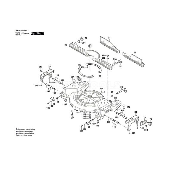 BOSCH GCM12SD SPARE PART NUMBER 43 - BEARING PEDESTAL UPPER HANDLE 2610915738