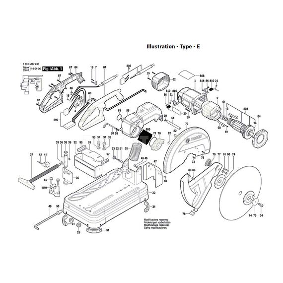 BOSCH GCO14-24J SPARE PART NUMBER 803 - ARMATURE 240V 1609B03638