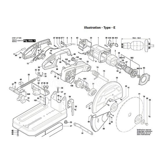 BOSCH GCO2 SPARE PART NUMBER 803 - ARMATURE 220-240V 1609B03566