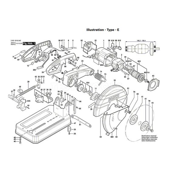 BOSCH GCO2400J SPARE PART NUMBER 803 - ARMATURE 220-240V 1609B00058