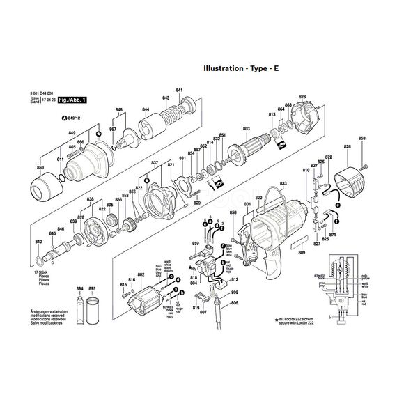 BOSCH GDS18E SPARE PART NUMBER 803 - ARMATURE 220-230V 1619PA2436