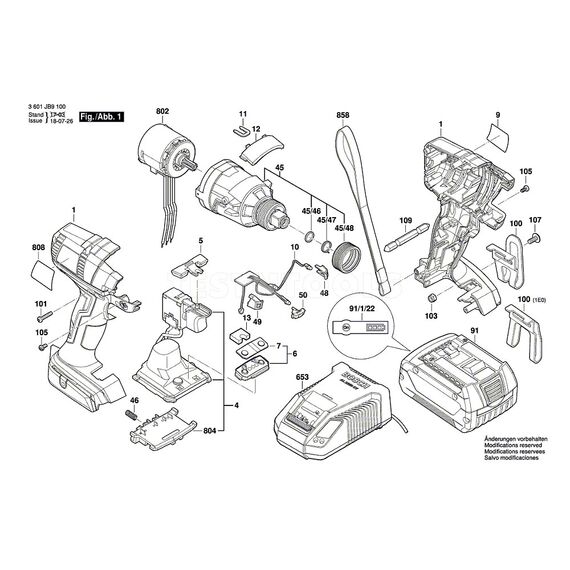 BOSCH GDX18V-EC SPARE PART NUMBER 802 - DC MOTOR 18V 2609199548