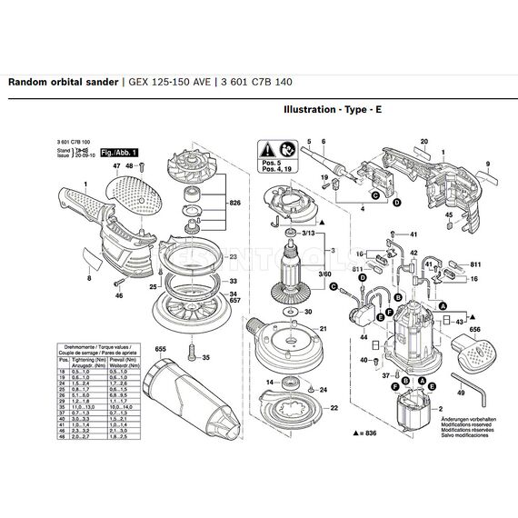 BOSCH GEX125-150AVE SPARE PART NUMBER 34 - BACKING PAD 125MM 2600120052